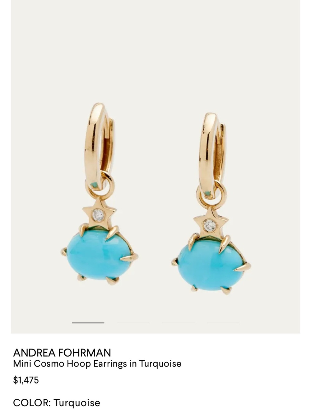 Andrea Fohrman Mini Cosmo Turquoise Gold Hoop Earrings